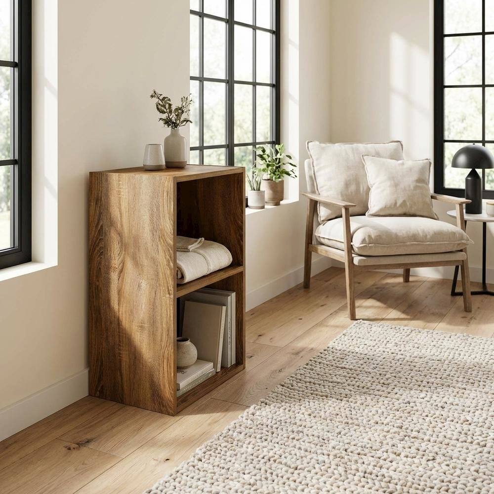 Left. FurniFact - Wood Bookcase with Spacious Shelves and Stylish Finish - French Oak.
