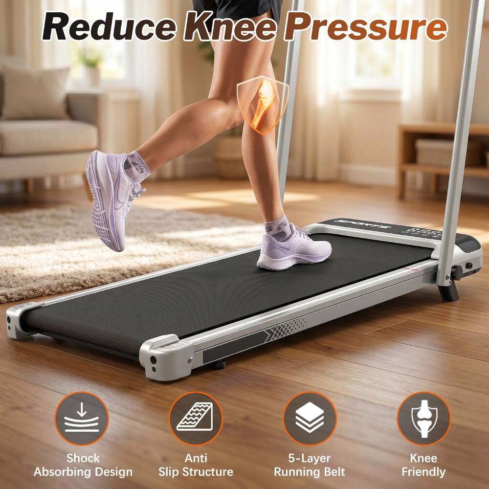 Reduce Knee Pressure  
Shock Absorbing Design  
Anti Slip Structure  
5-Layer Running Belt  
Knee Friendly
