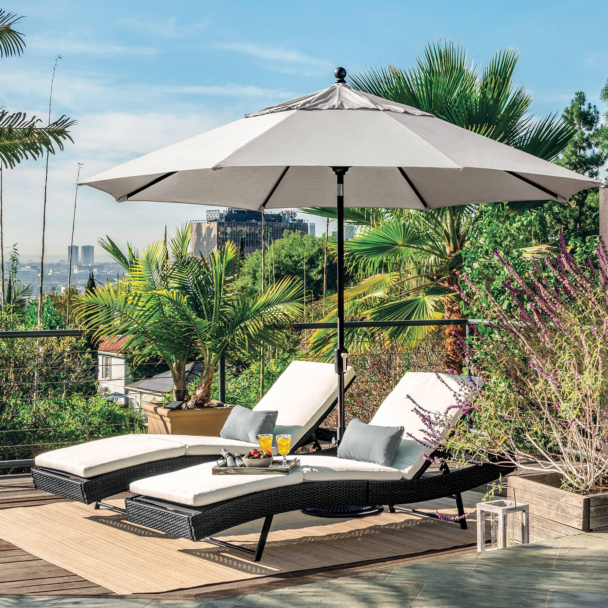 Angle. Mondawe - 11' Octagon Patio Umbrella Push Button Tilt Bronze Frame - Silver.