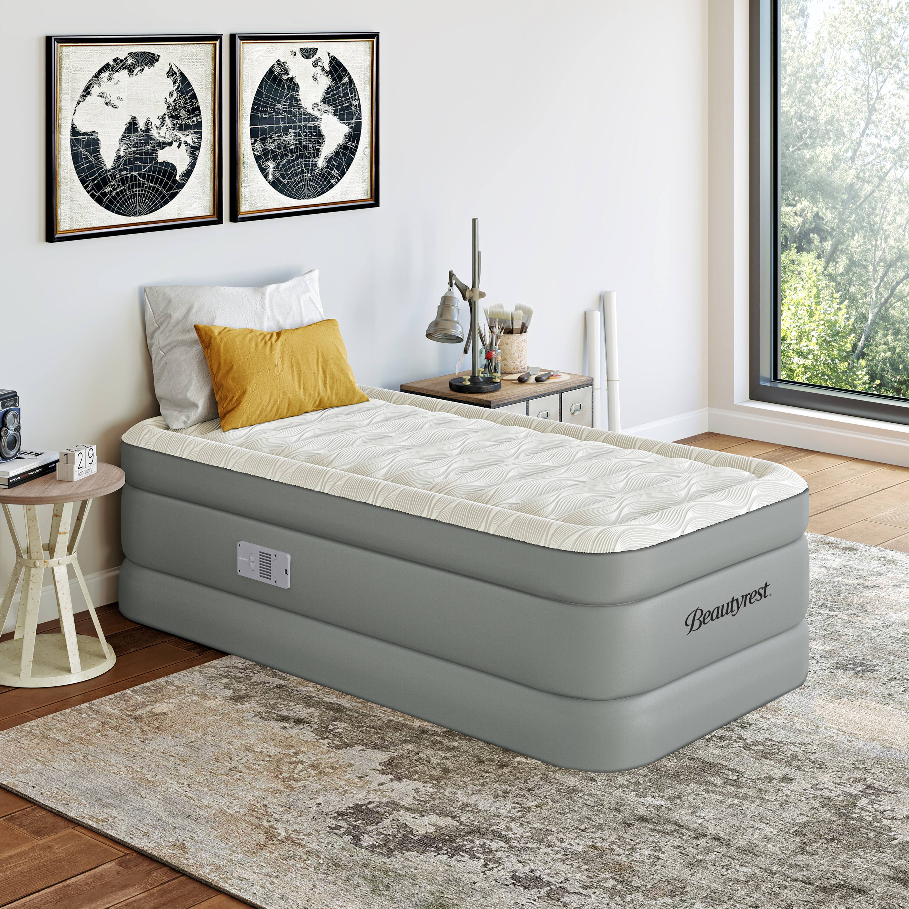 Alt View 2. Beautyrest - Luxaire Air Mattress with Cool Vent Top, Auto Shutoff Pump, Durable Air-Tight Construction - GREY/WHITE.