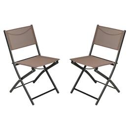 Emma + Oliver - Bartlett Set of 2 Folding Chairs for Indoor/Outdoor Use with Flex Comfort Material and Steel Frames - Brown