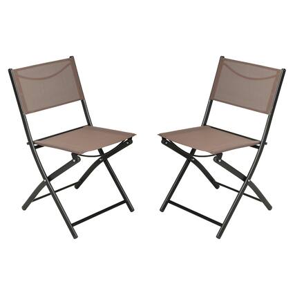 Front. Emma + Oliver - Bartlett Set of 2 Folding Chairs for Indoor/Outdoor Use with Flex Comfort Material and Steel Frames - Brown.