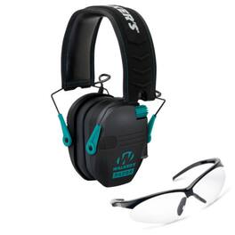 Walker’s - Razor Slim Electronic Muff (/Teal) with Shooting Glasses (Clear) - Black