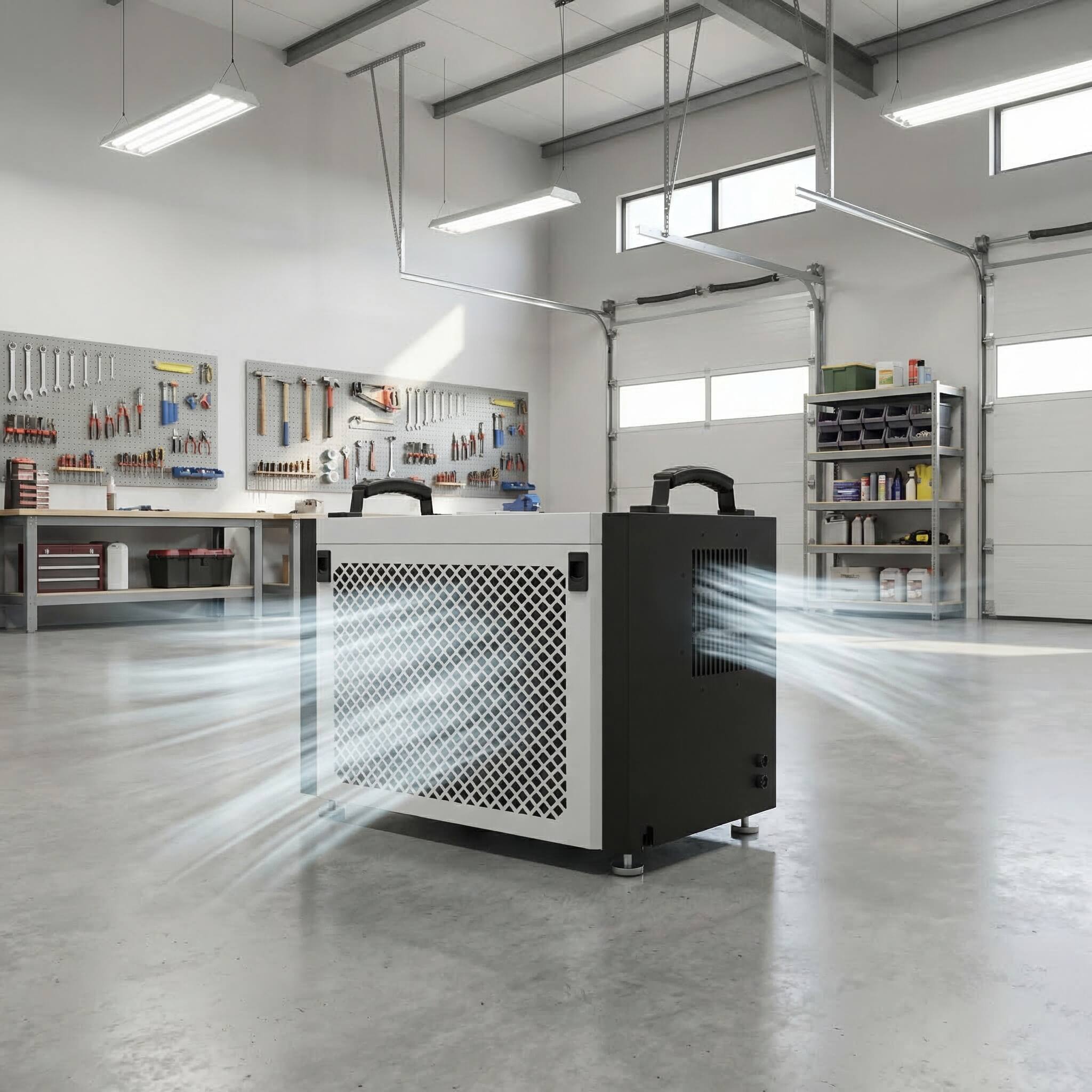 Alt View 4. Airplus - 6000 sq.ft.151 pt. Bucketless Commercial Dehumidifier with Detachable Control Panel in White.