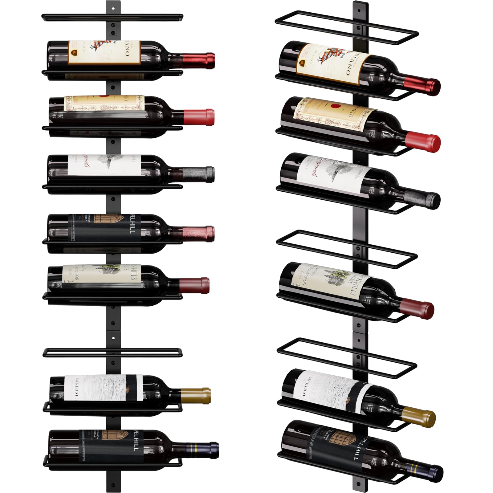 Dazzling Pops - B4Life Wine Rack and Holder Wall Mounted 12 Bottles, Metal Hanging Mount Racks for Wall, Liquor, Champagne - Black 18 Bottle