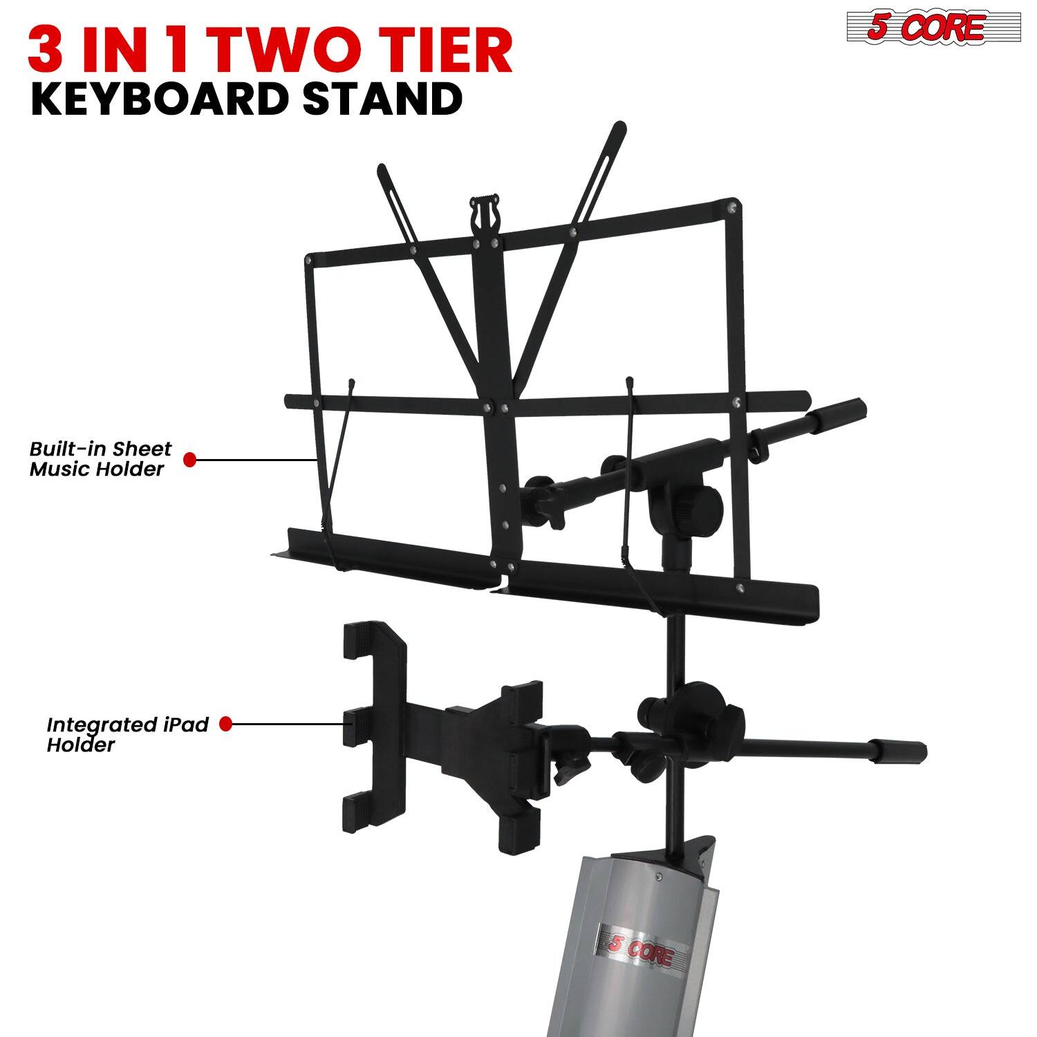 3 IN 1 TWO TIER KEYBOARD STAND

Built-in Sheet Music Holder

Integrated iPad Holder

5 CORE