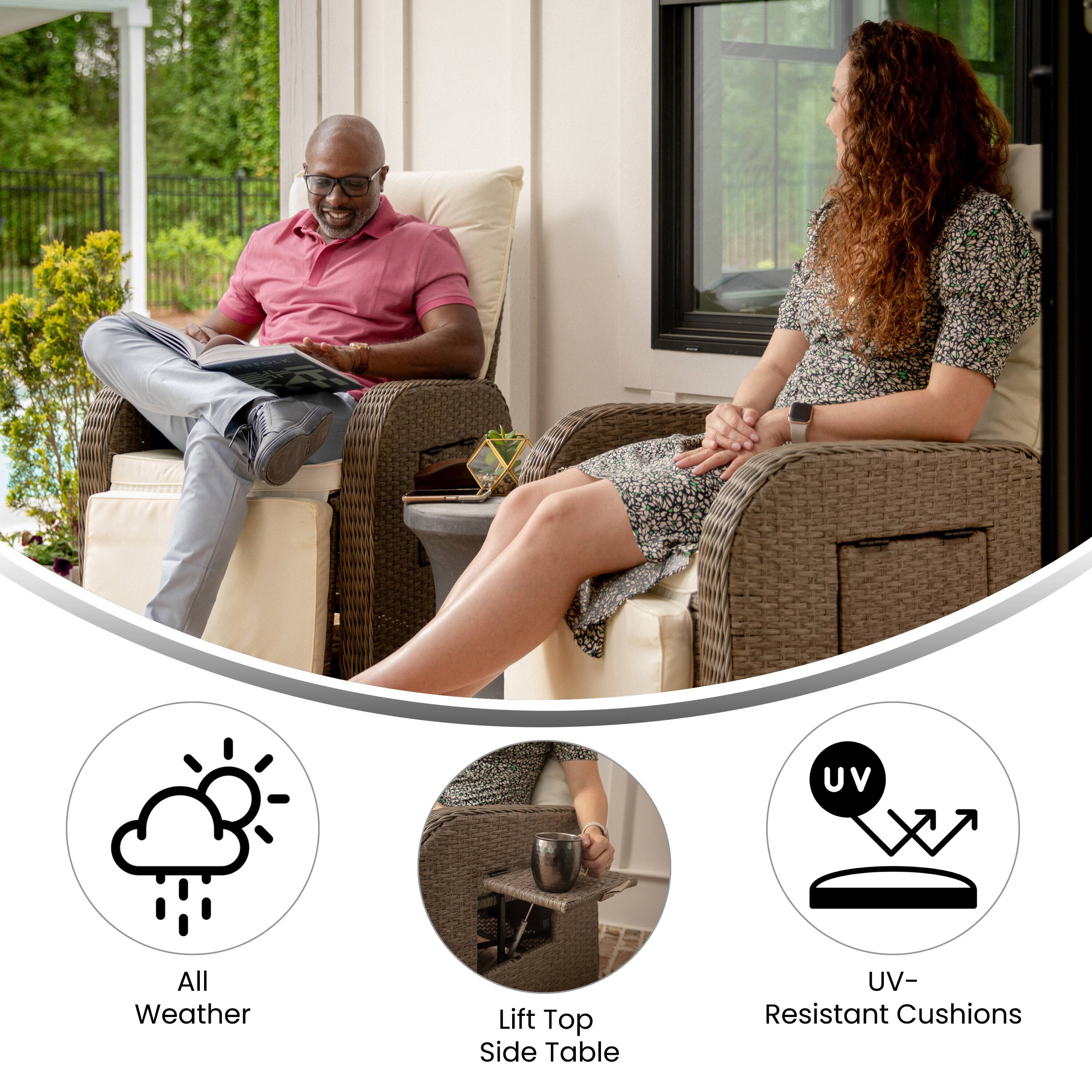 UV All Weather Lift Top Side Table  
UV-Resistant Cushions