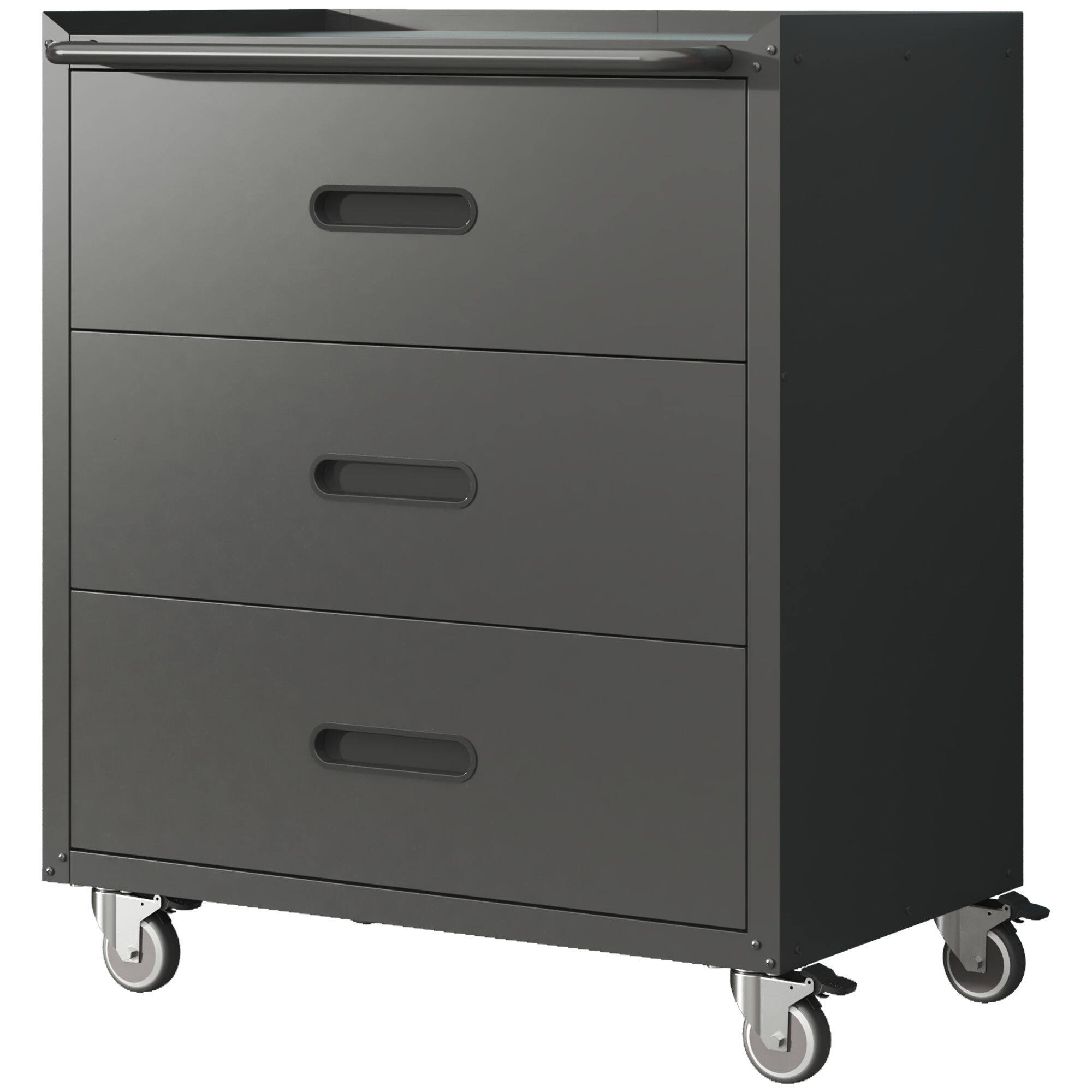 Alt View 1. Mirfee - Heavy-Duty Metal Storage Cabinet with Wheels, 3-Drawer Tool Cabinet - Black.