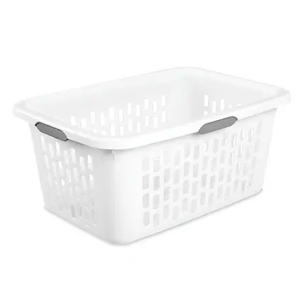 Front. Sterilite - Sterilite Laundry Basket, 2 Bushel Plastic Hamper with Handles, White, 18 Pack - White.