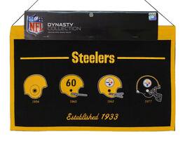 Winning Streak Sports - Pittsburgh Football Steelers - Featuring Logos from 1954, 1960, 1962 & 1977 on a 22x14 Wool Blend Wall Hanging Banner - Multi
