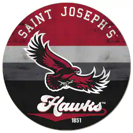 Jardine - Saint Joseph's Hawks 20'' x 20'' Retro Logo Circle Sign - Maroon