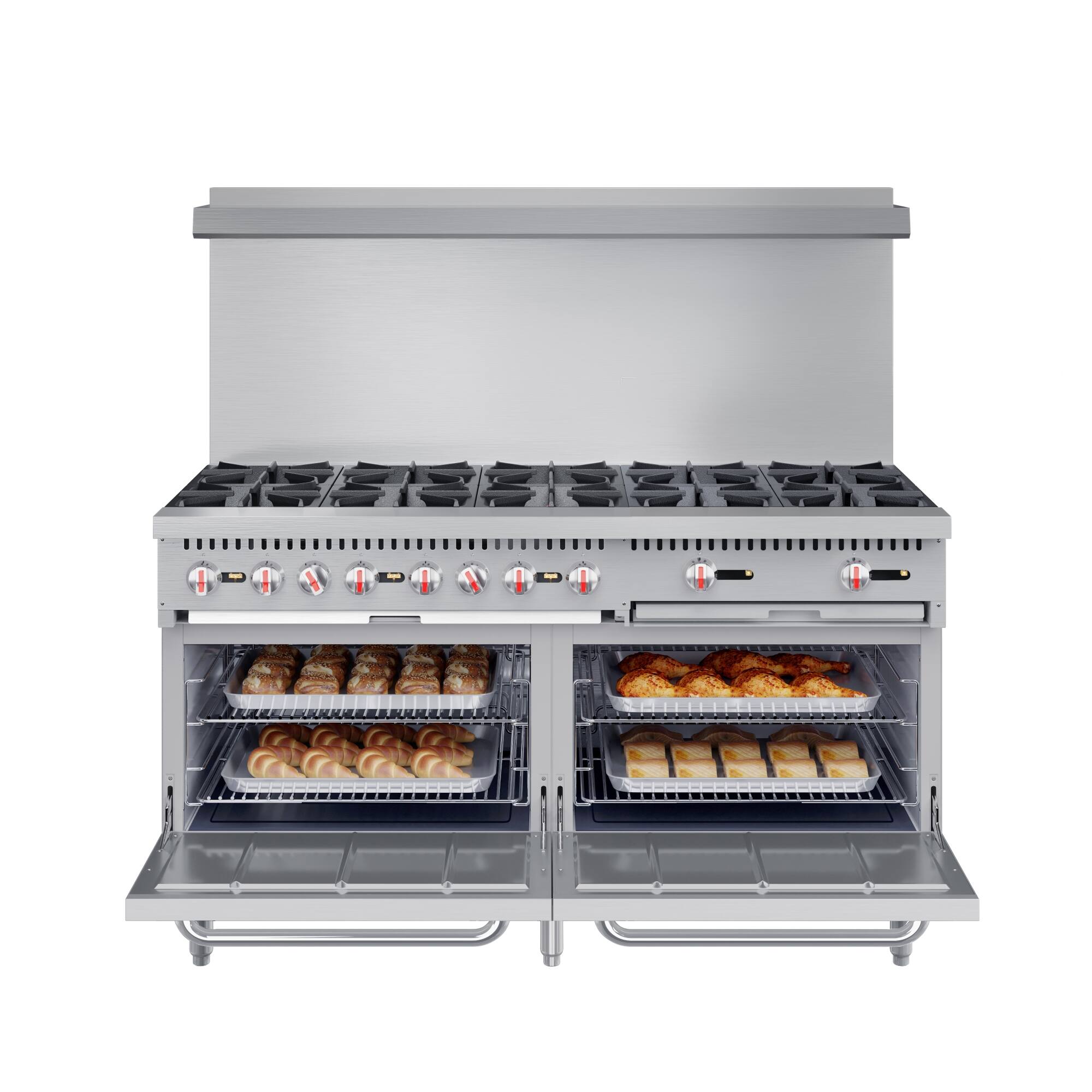 Angle. Koolmore - 60 in. Commercial 10 Burner Natural Gas Range in Stainless-Steel (KM-CR60-NG) - Stainless Steel.