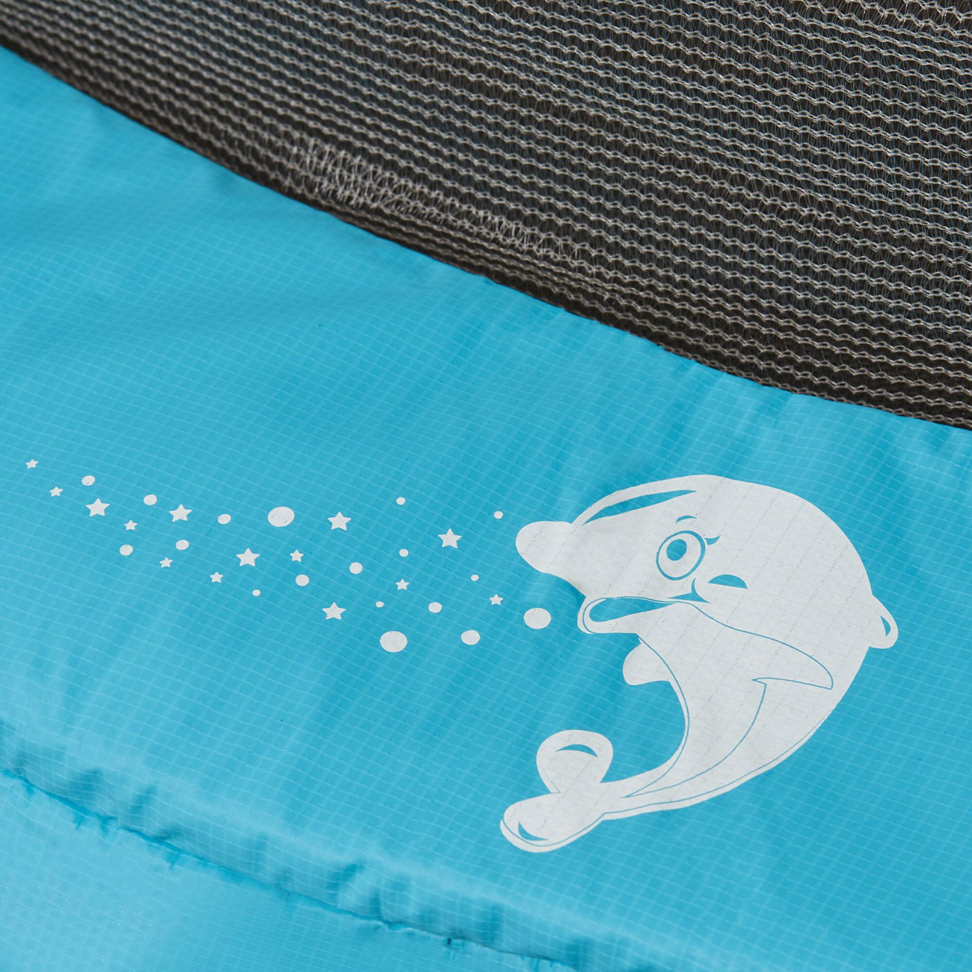 Alt View 5. Qaba - 4.6FT Trampoline, Enclosure Net, Mini Trampoline, Indoor Outdoor, Gifts, Dolphin Pattern - Light Blue.
