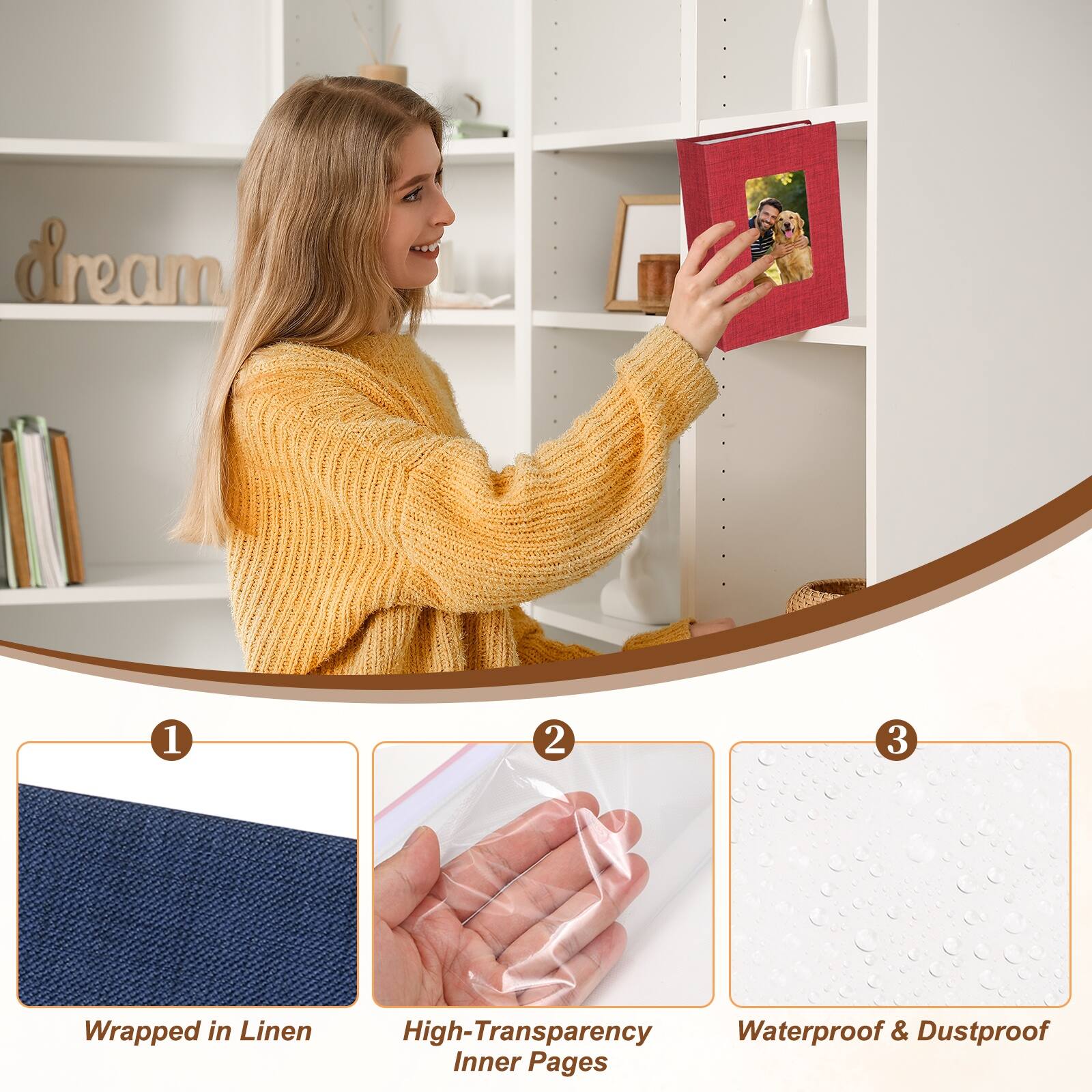 1. dream
2. Wrapped in Linen
3. High-Transparency Inner Pages
4. Waterproof & Dustproof