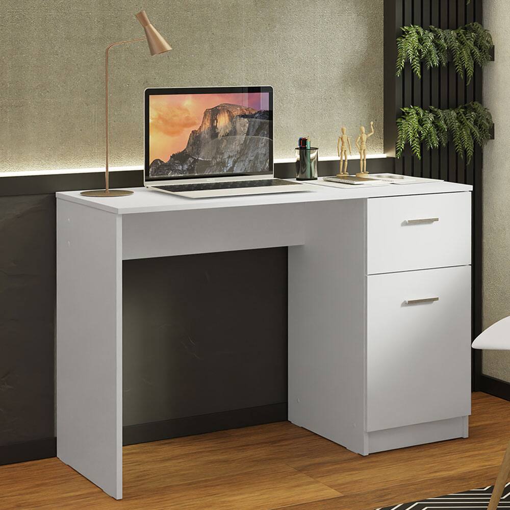Angle. Madesa - Madesa Compact Computer Desk 43 Inch with Storage and Drawer - White - White.