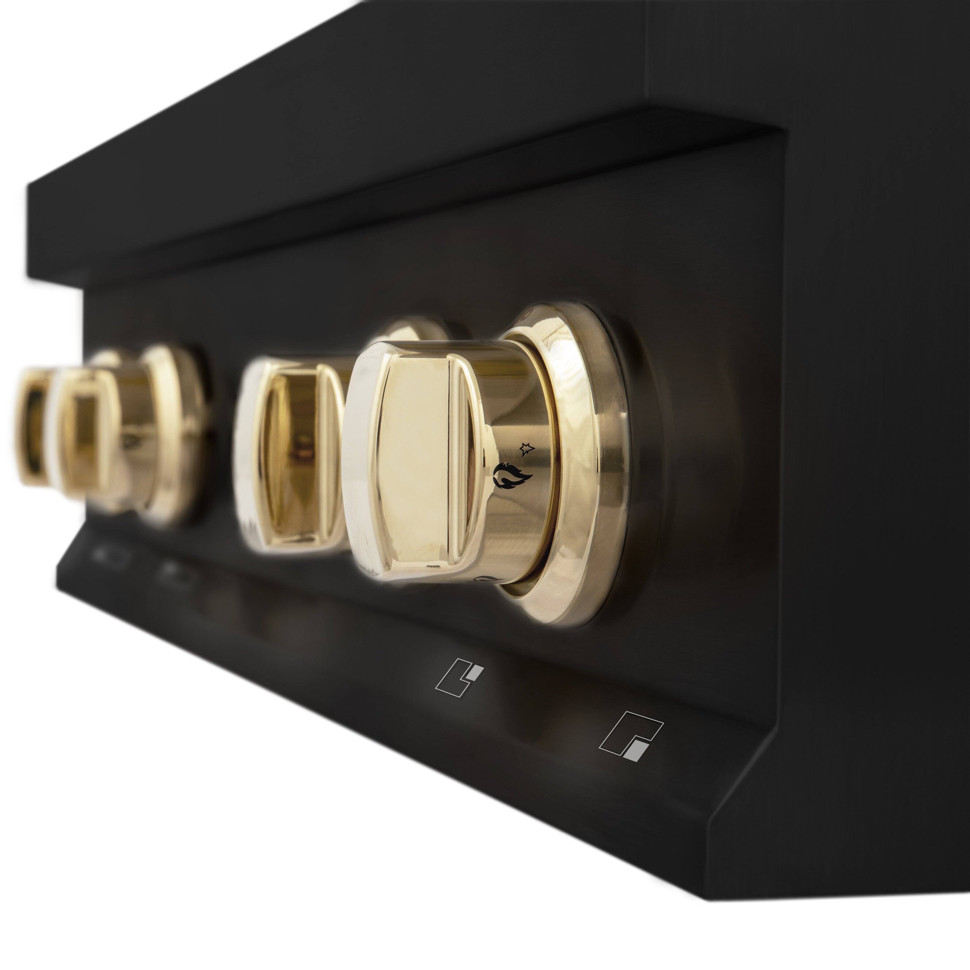 Back. ZLINE - ZLINE Autograph 30 in. Legacy Rangetop in Black Stainless Steel w/ Gold Accents - Black Stainless Steel.