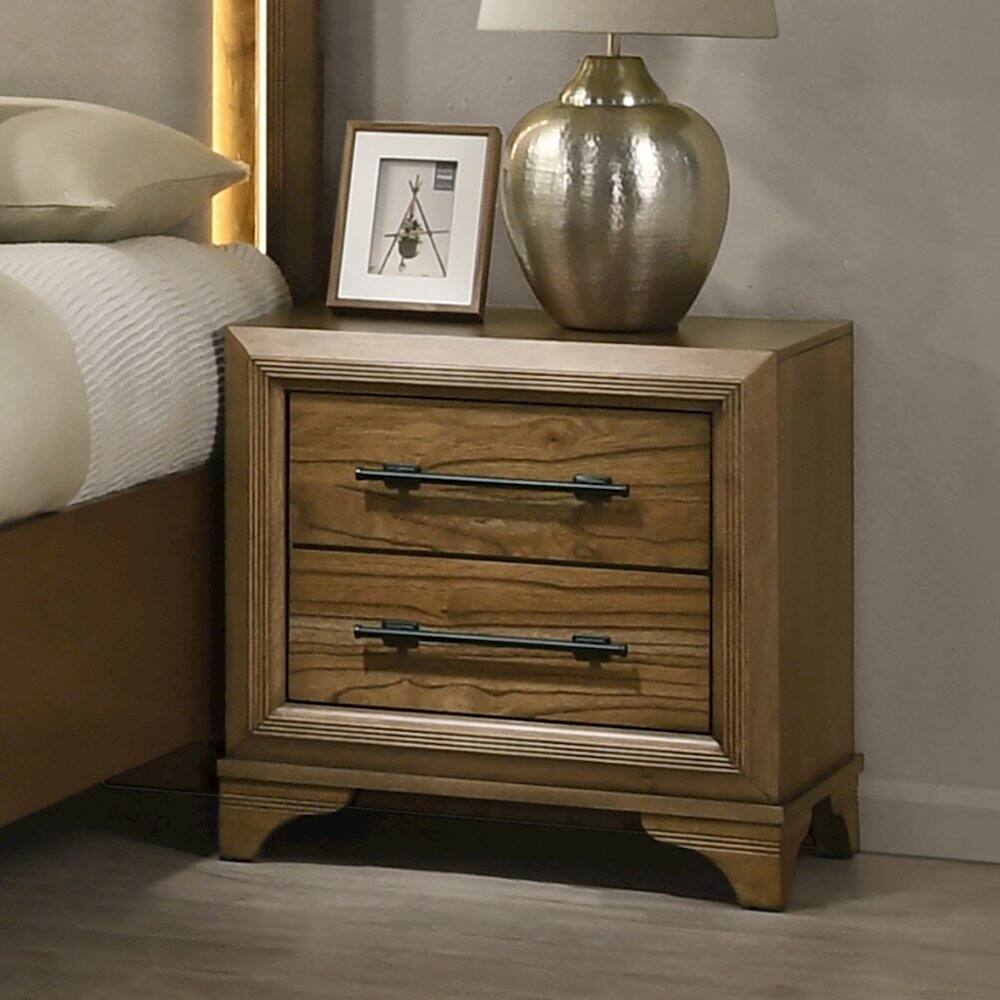 Alt View 3. New Classic Furniture - Talcott Wood 2-Drawer Nightstand in Honey/Brown - Honey.