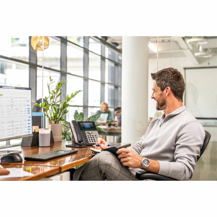 Alt View 2. HP - Poly Edge E550 IP Phone - Corded - Corded/Cordless - Bluetooth, Wi-Fi, NFC - 3 Multiple Conferencing - Desktop, Wall - White,Midnight Blue.