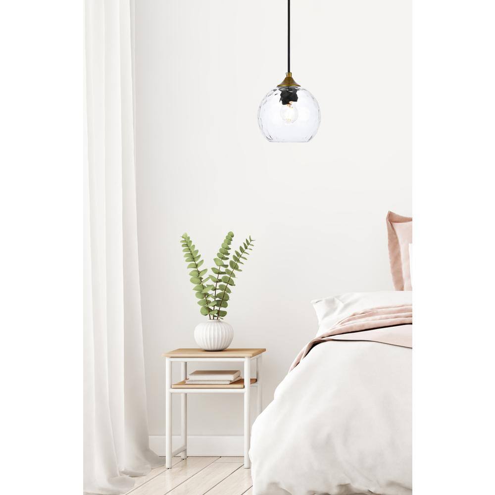 Left. Living District - Cashel 6 inch brass pendant - Brass And Clear.
