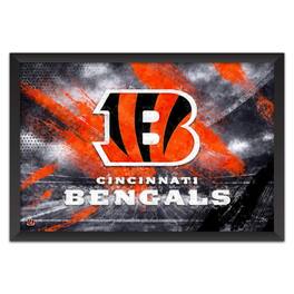 Sporticulture - Cincinnati Bengals 27" x 39" Brush Stroke Logo Framed Art Print - Multicolor