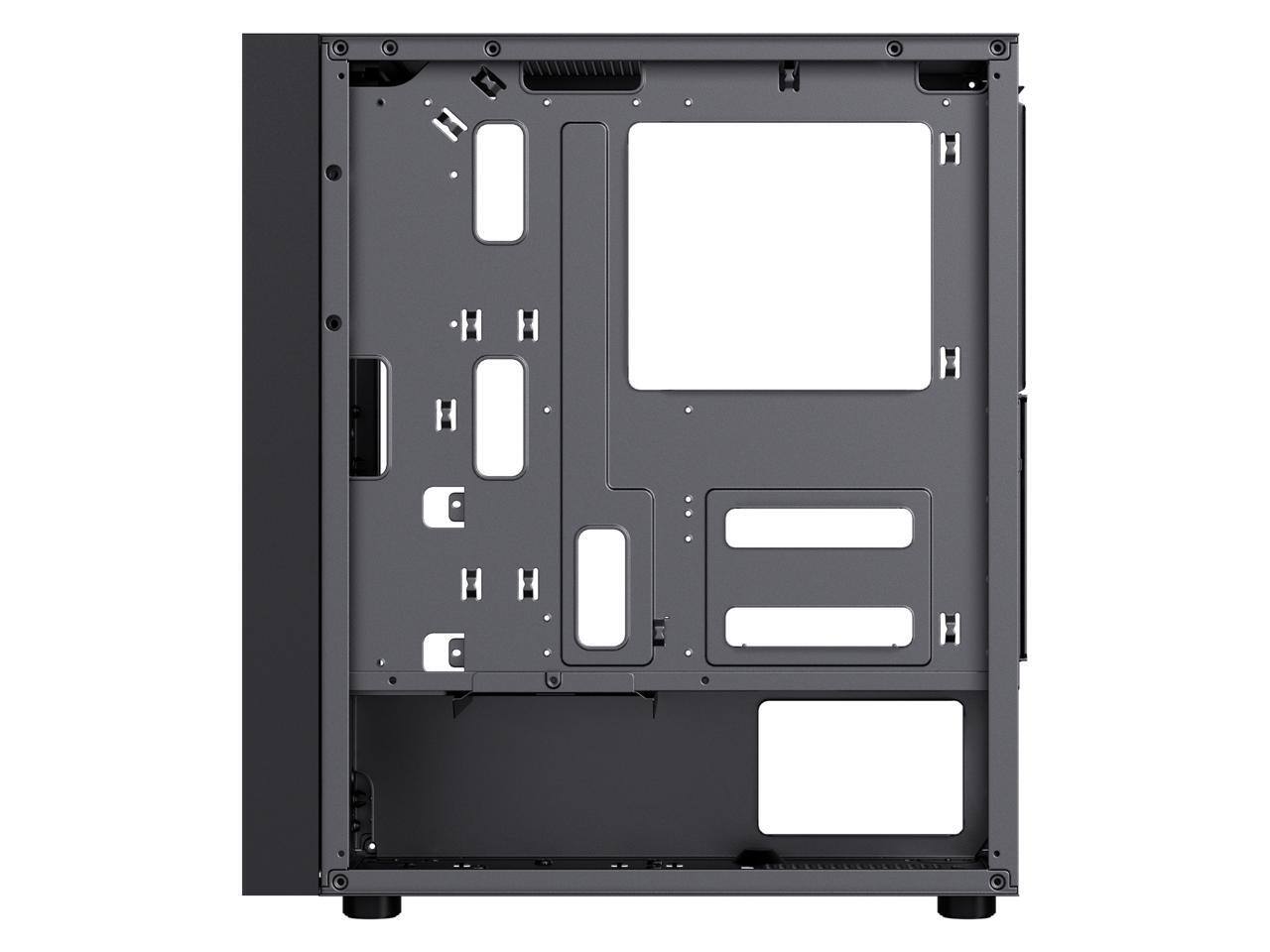 Alt View 4. DIYPC - DIYPC DIY-S03-ARGB Black USB3.0 ATX Mid Tower Case w/Tempered Glass & 4x 120mm ARGB Fans (Pre-Installed) - Black.