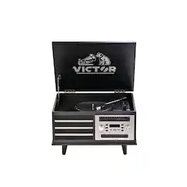 Victor Audio - Victor Monroe 8-in-1 Music Center - Graphite