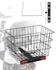 Front. VEVOR - Scooter Rear Basket, Heavy Duty Metal Wire Basket with Handle, Spacious Cargo Basket, Works with 1-inch Receiver - Black.
