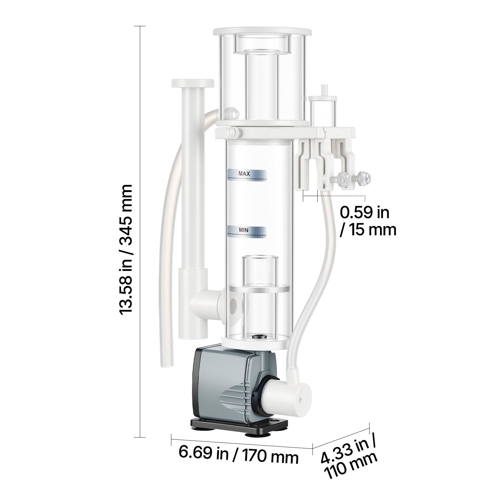 345 mm / 13.58 in  
MAX  
MIN 0.59 in / 15 mm  
6.69 in / 170 mm  
4.33 in / 110 mm