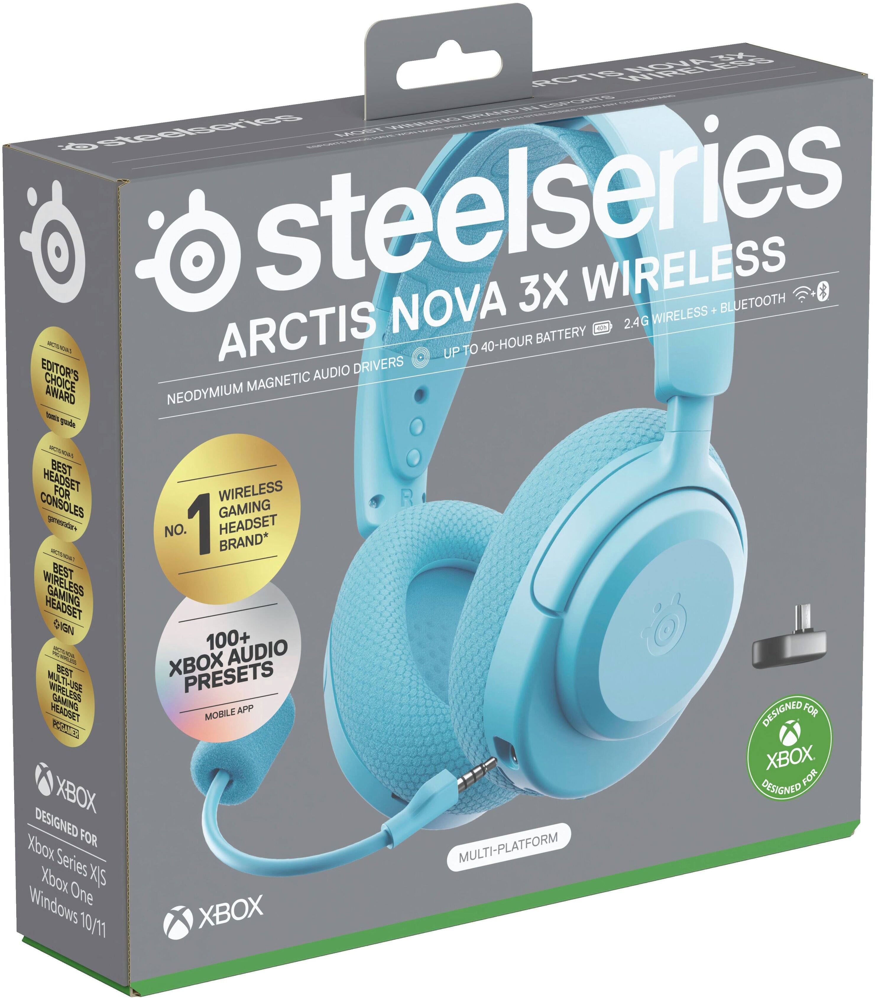 Steelseries 3X Wireless Arctis Nova Xbox Series X/S, Windows 10/11, Bluetooth, 2.4G Wireless, Up to 40-Hour Battery, Editor's Choice, Magnetic Award, Best Headset for Consoles, Best Wireless Headset, Best Wireless Gaming Headset, No. 1 Headset Brand, 100+ Xbox Audio Presets, Mobile App, Xbox Multi-Platform, Designed for Xbox Series X/S and Windows 10/11.