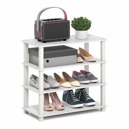 Furinno - TURN-S-TUBE Shoe Rack, 4-Tier Shoe Organizer, Shoe Storage, 11.6 x 23.6 x 22.3, for Closet Entryway, Office, Garage - White