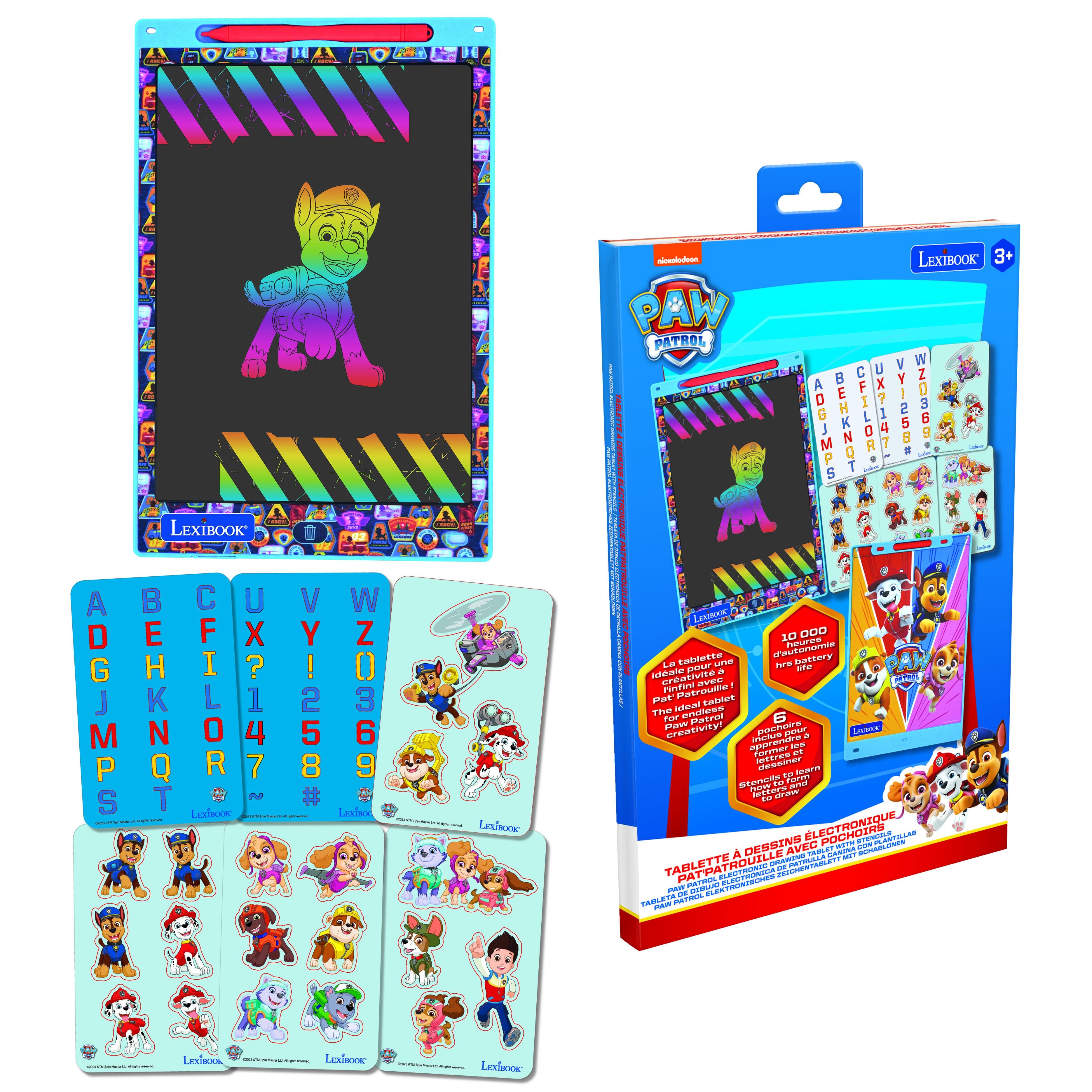 Lexibook - Paw Patrol 11’’ Multicolor Learning Drawing E-ink Tablet with Stencils