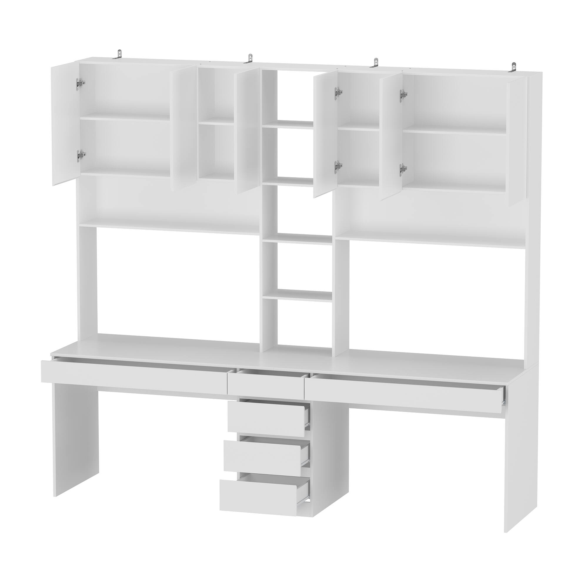 Left. FUFU&GAGA - FUFU&GAGA All - in - One Office Desk Set - Dual - Workstation with Storage Shelves - White.