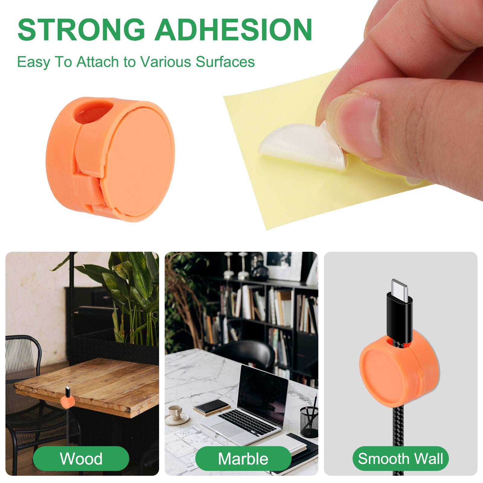 STRONG ADHESION  
Easy To Attach to Various Surfaces  

Wood  
Marble  
Smooth Wall