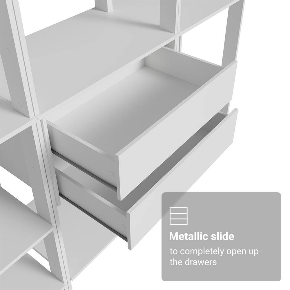 Metallic slide to completely open up the drawers