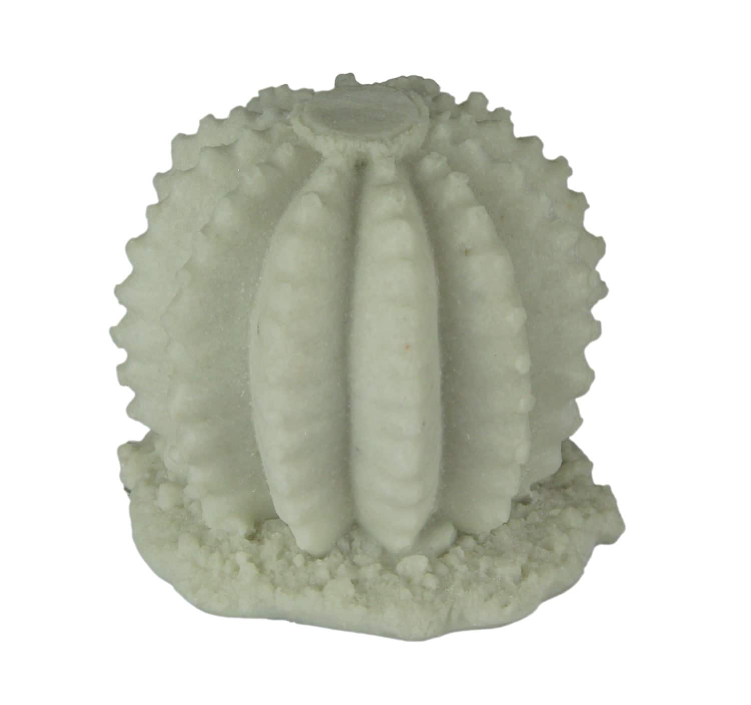 Zeckos - Sandstone Finish Ball Cactus Statue Small - White