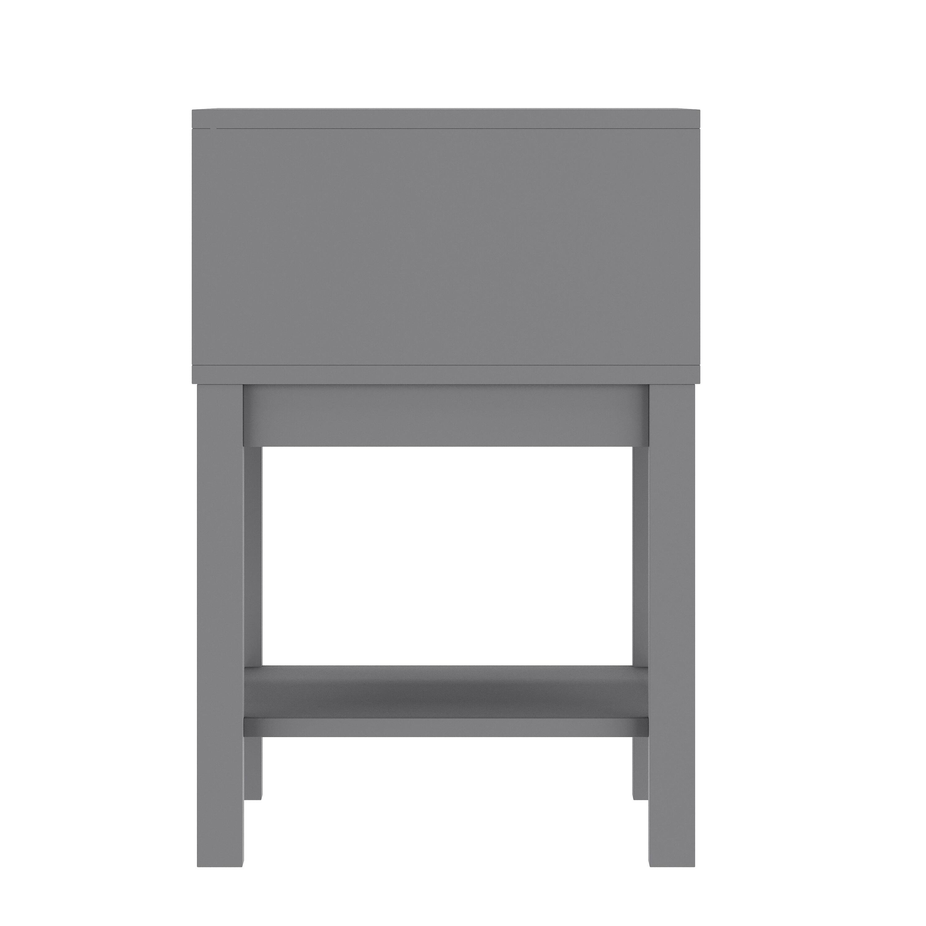 Alt View 6. Emma + Oliver - Samuel Kids Single-Drawer Night Stand with Solid Wood Frame, Side Table for Kids Bedroom with Open Shelf - Gray.