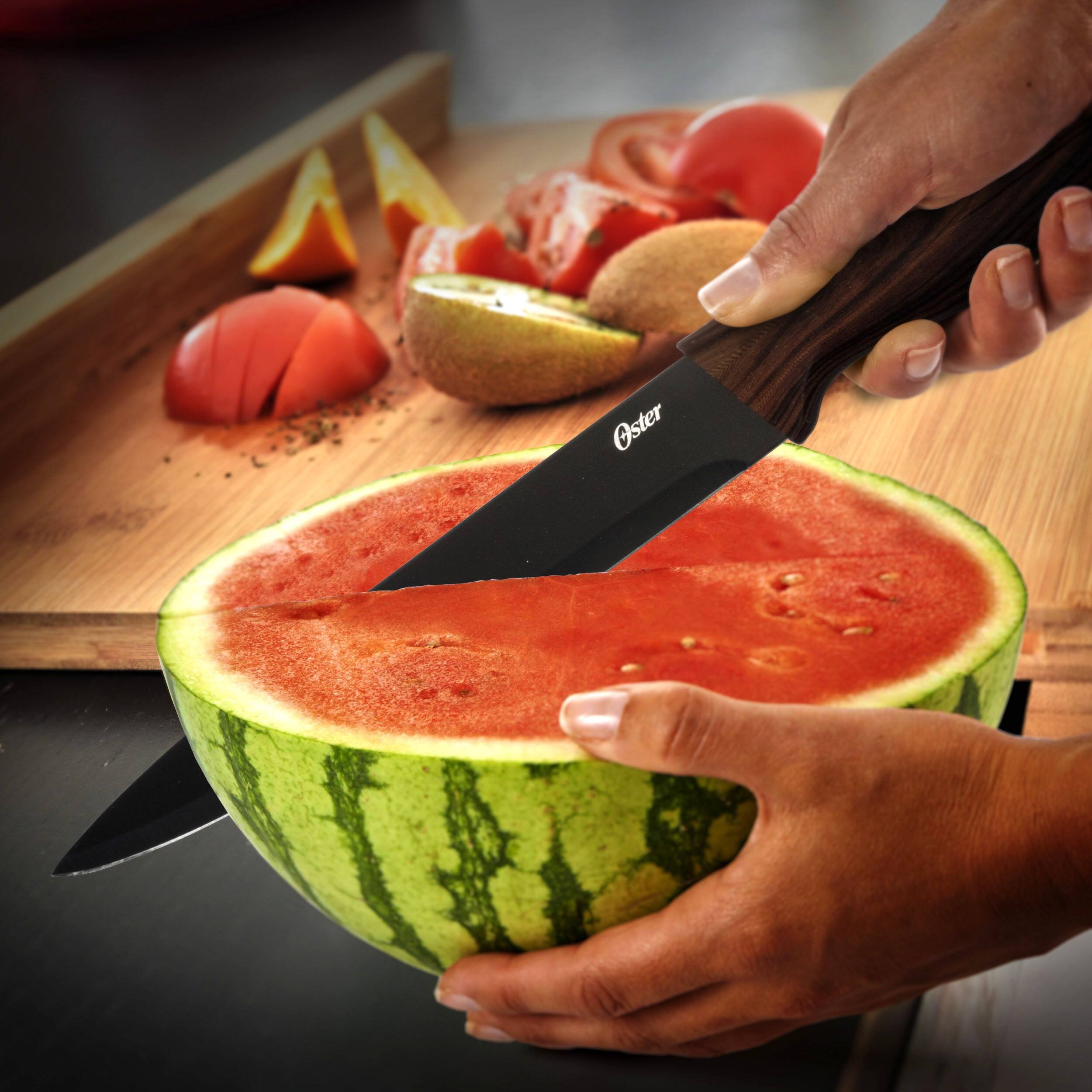 Alt View 9. Oster - Oster Godfrey 5 Piece Stainless Steel Black Cutlery Set with Wood Print Handles - Brown.