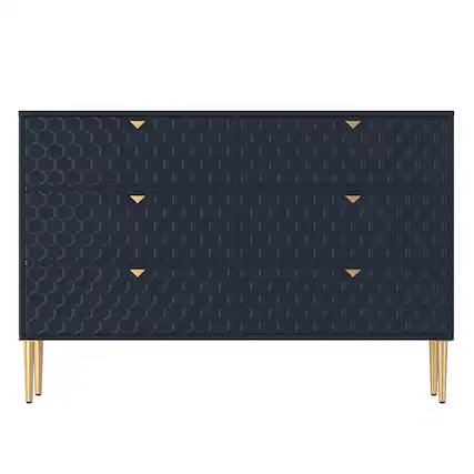 Front. Boyel Living - Blue Modern Indoor Accent Storage Cabinet with 6 Drawers - Blue.