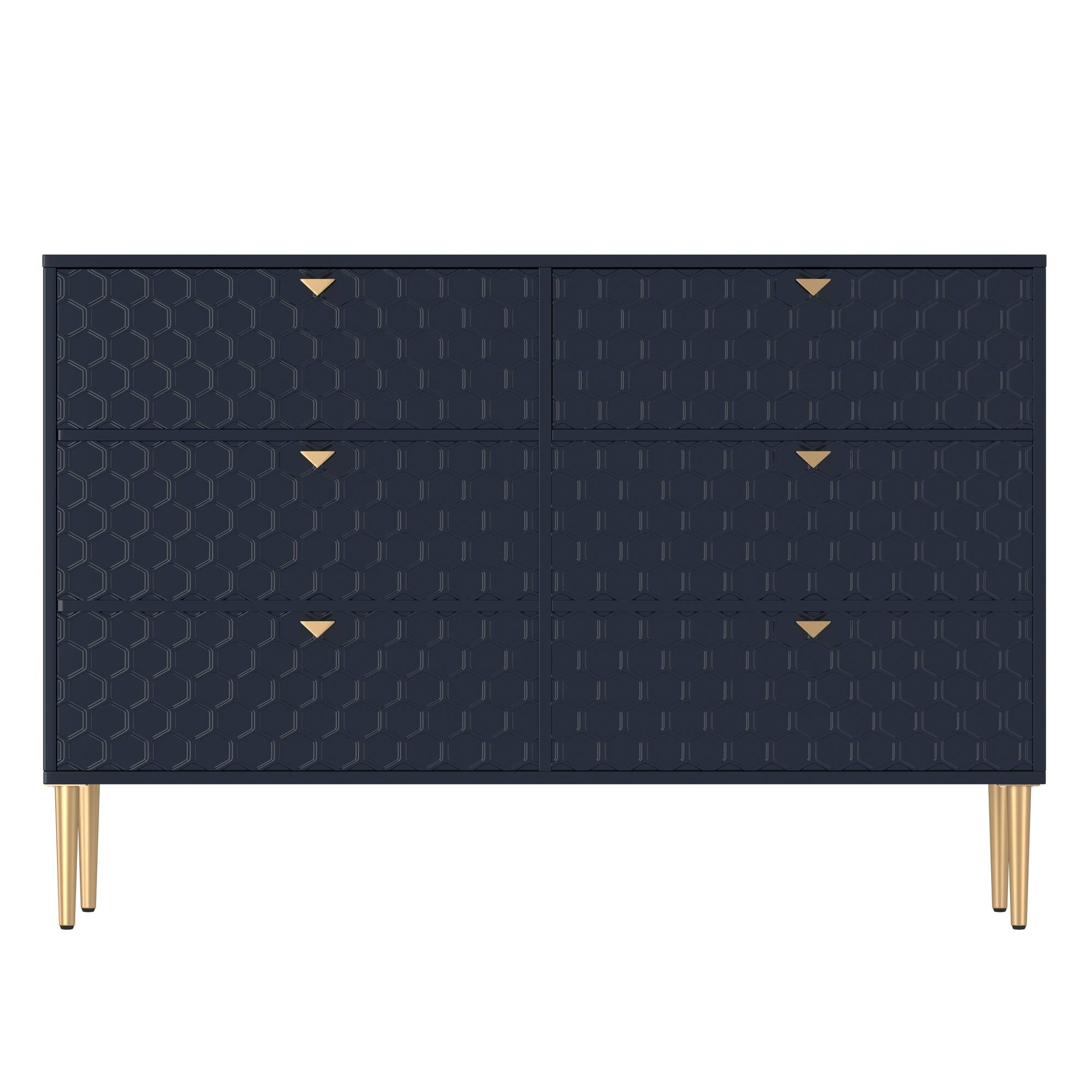 Front. Boyel Living - Blue Modern Indoor Accent Storage Cabinet with 6 Drawers - Blue.