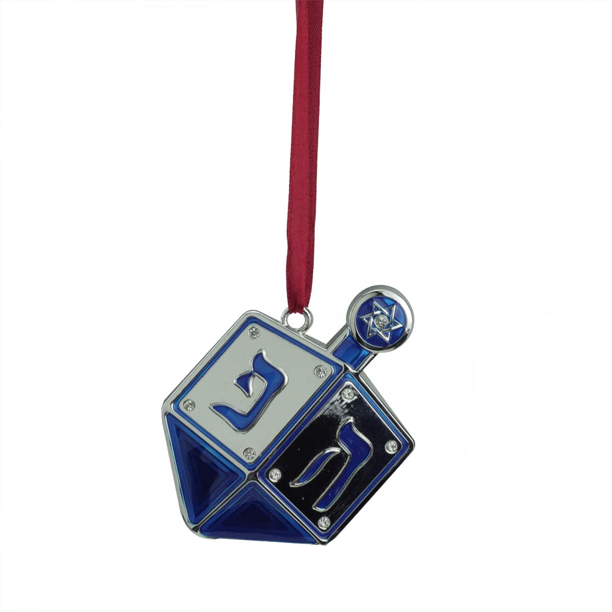 Northlight - 3" and Silver Dreidel Hanukkah Holiday Ornament with European Crystals - Blue