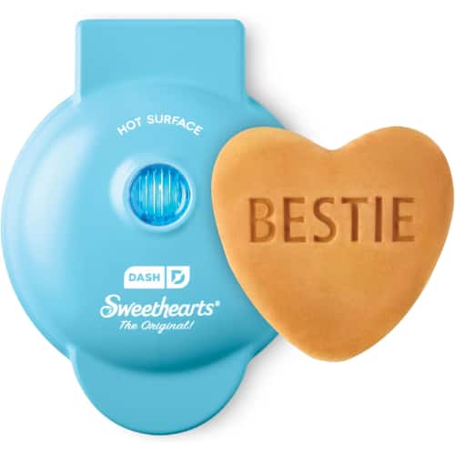 DASH - x Sweethearts® Mini Waffle Maker – 4 Heart-Shaped Waffles, Nonstick Quick-Heat Waffle Iron for Kids & Families - Blue