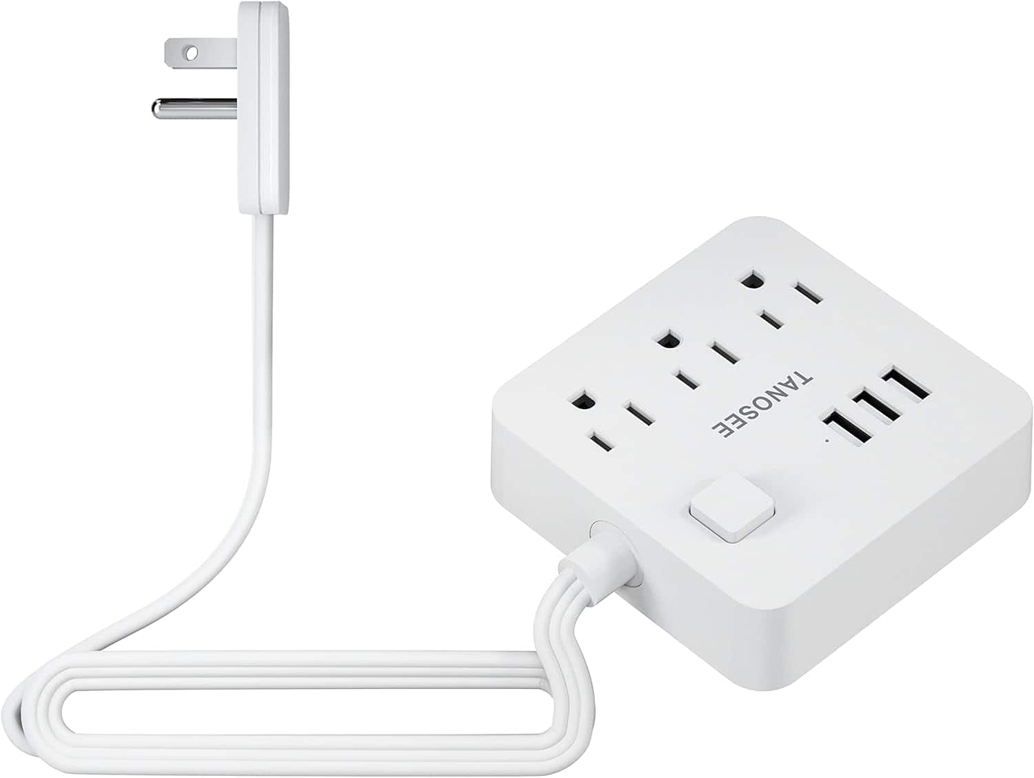 TESSAN - 5 ft 3 Outlet 3 USB Power Strip - White