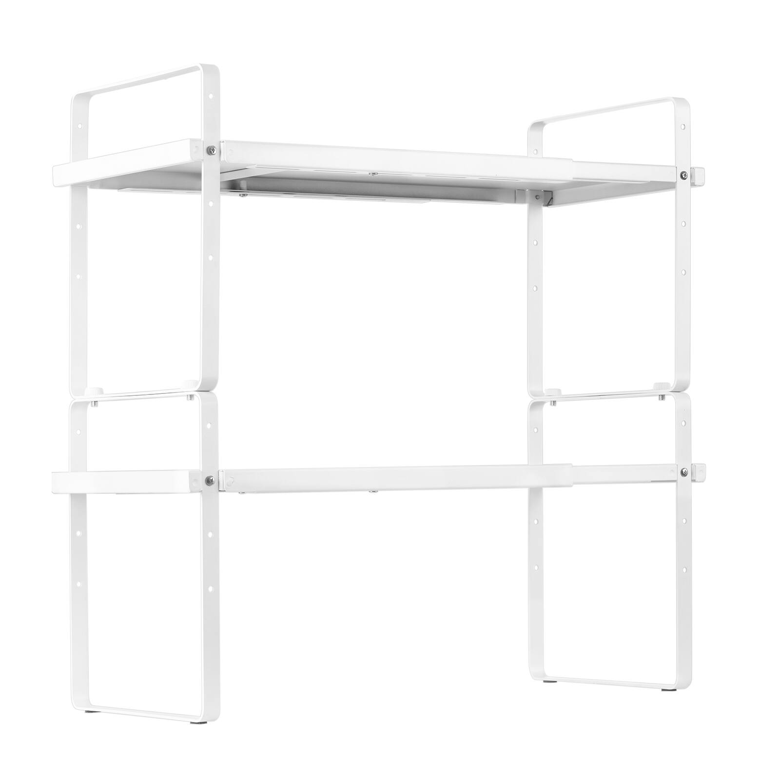 Alt View 5. VEVOR - Adjustable Kitchen Cabinet Shelf Organizer, Expandable 2 Tier Cabinet Shelf, Stackable Countertop Organizers - White.