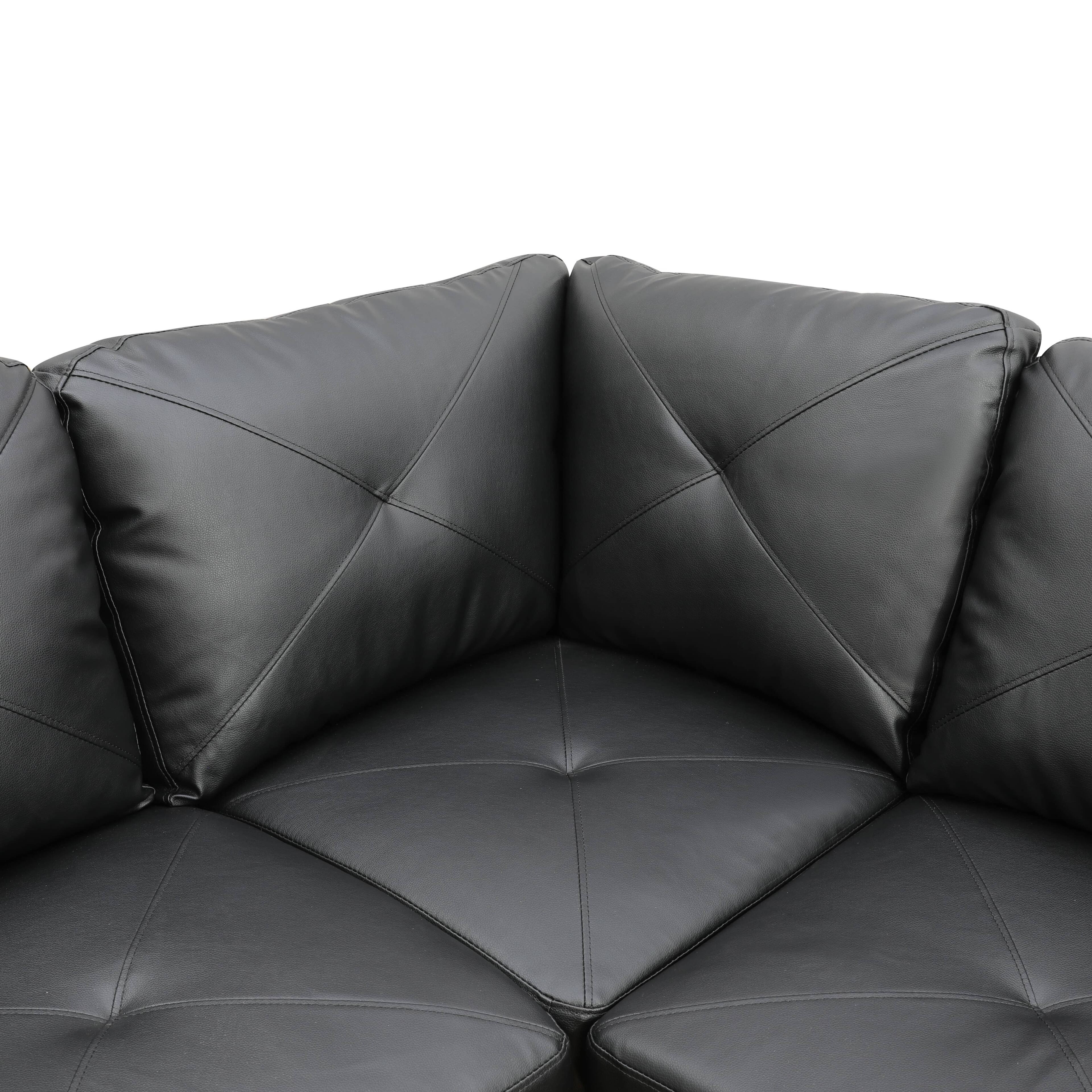 Alt View 8. Boyel Living - Premium Semi PU Upholstered Sofa Solid Wood Frame Double Spring with Right Chaise Lounge - Black.