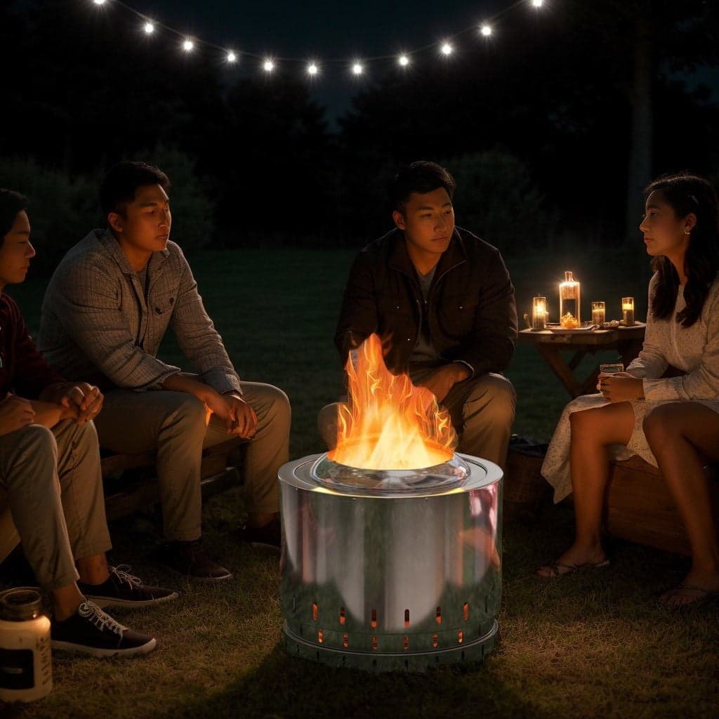 Kadyn - Fire Pit Fire BowlOutdoor FirepitSmokeless Stainless Steel Fire Pit with Ash Pan for Yard CampingSilver - Silver