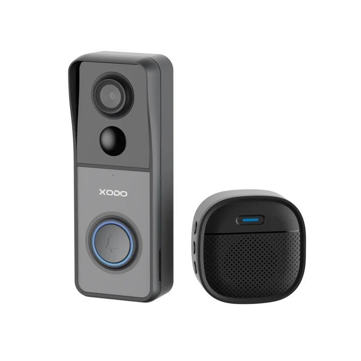 Left. XODO - VD2 Smart Wi-Fi 2K Wireless Video Doorbell with 2-Way Audio - Gray.