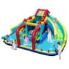 Front. Costway - Costway Inflatable Water Park with Climbing Wall Splash Pool Water Cannons Blower Excluded - Multicolor.