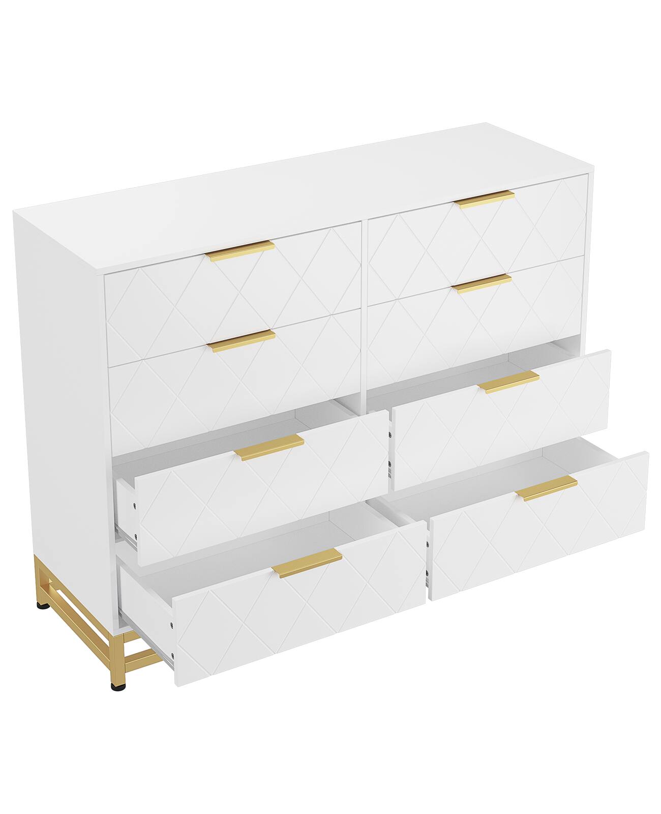 Alt View 2. Babevy - SLifet 8 Drawer Dresser with Metal Handles - White.