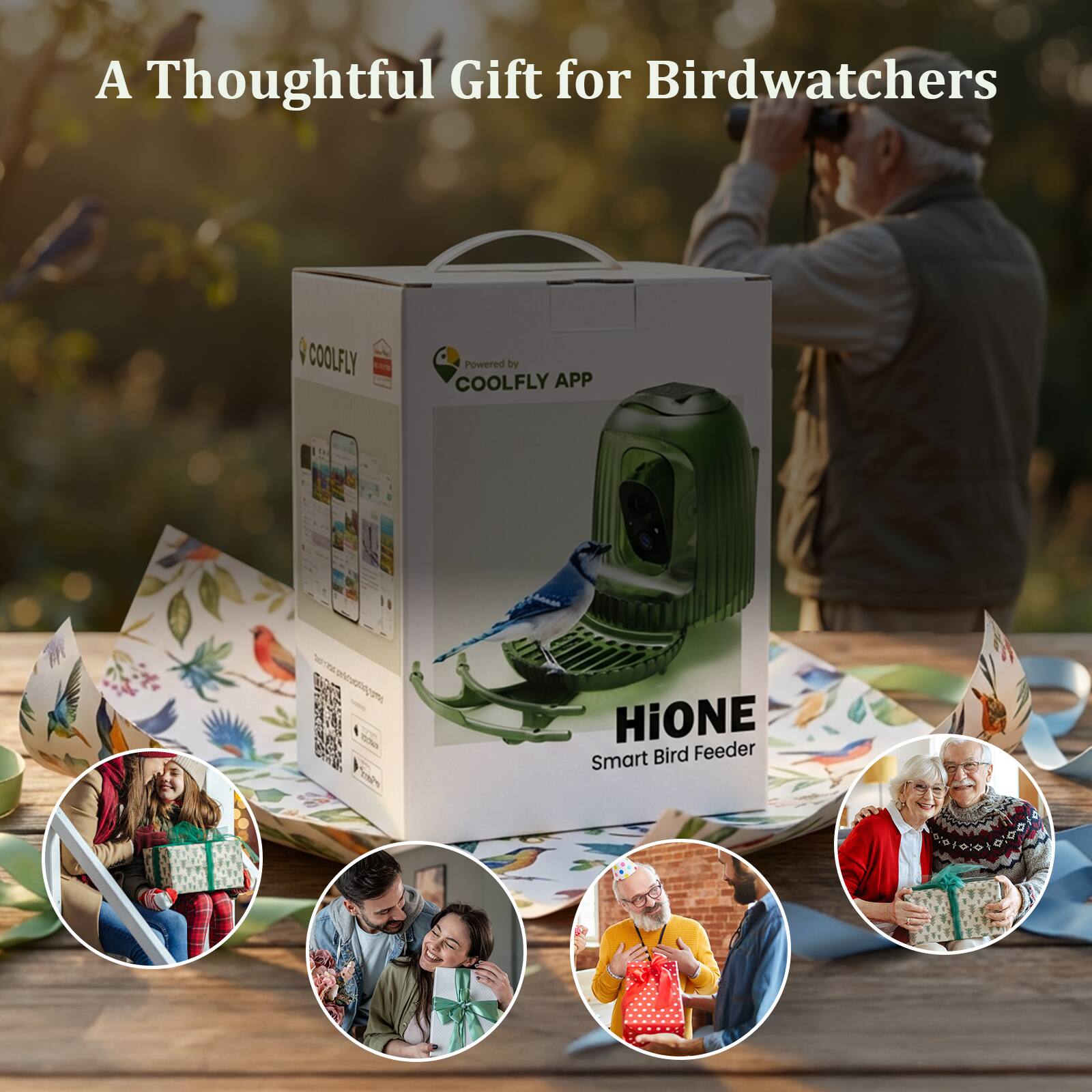 CoolFly x HiXX 4MP Smart Bird Feeder with Camera with Solar Night