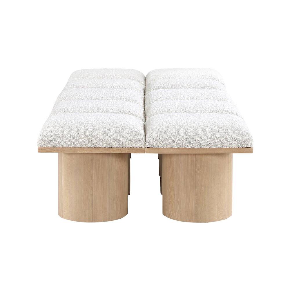 Alt View 2. Meridian Furniture - Pavilion Cream Boucle Fabric Bench - Beige.
